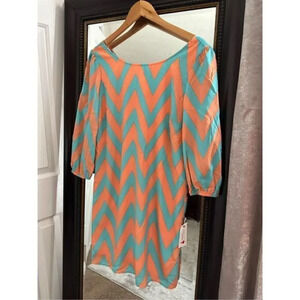 BOUTIQUE PINK OWL All The Right Moves Chevron Dress Size‎ Medium NWT